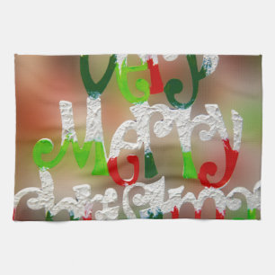 very merry christmas tea towel