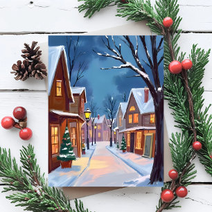 Very Merry Christmas Town Holiday Postcard