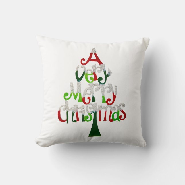 Very Merry Christmas Tree Cushion (Front)