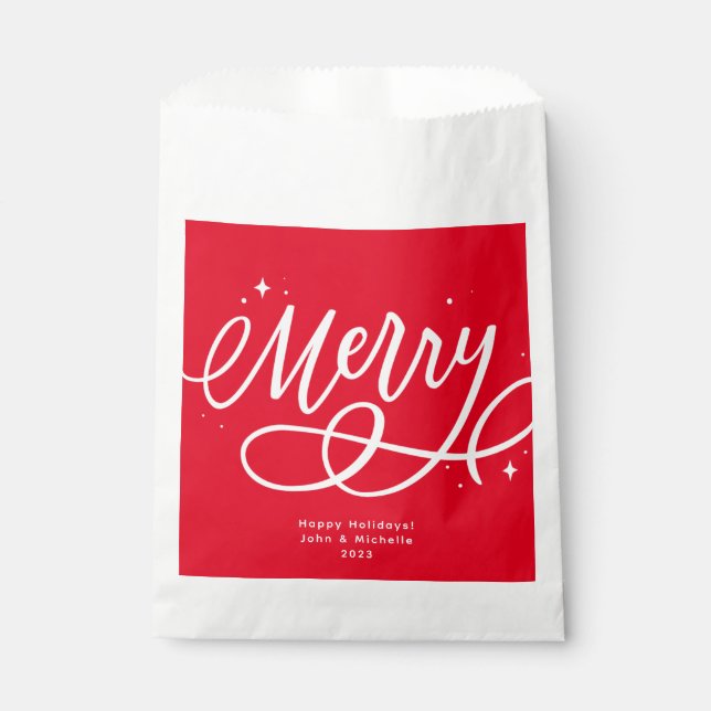 Very Merry Colourful Budget Friendly Holiday Party Favour Bags (Front)
