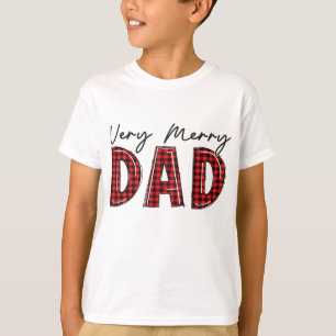 Very Merry Dad Red Buffalo Plaid Family Christmas  T-Shirt