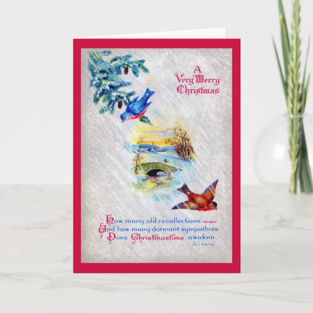 Very Merry Dickens Christmas 1917 Vintage Holiday Card (Front)