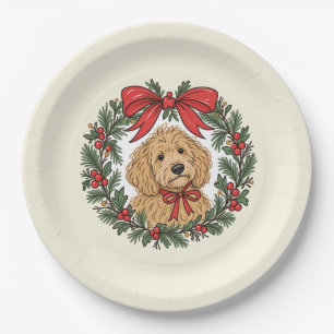 Very Merry Doodles Goldendoodle Christmas Paper Plate