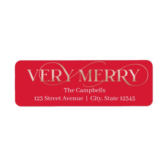 Very Merry EDITABLE COLOR Holiday Address Label (Front)