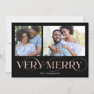 Very Merry Editable Colour 2 Photos Holiday Card