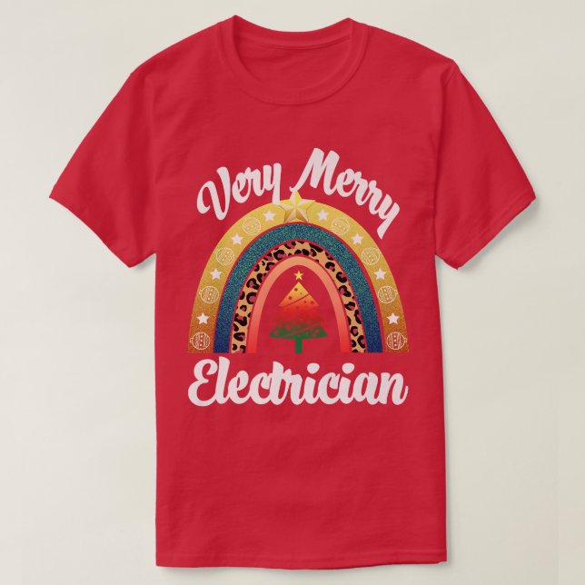 Very Merry Electrician Rainbow Funny Women Profess T-Shirt (Design Front)