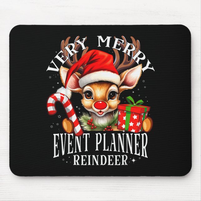 Very Merry Event Planner Reindeer Matching Christm Mouse Mat (Front)