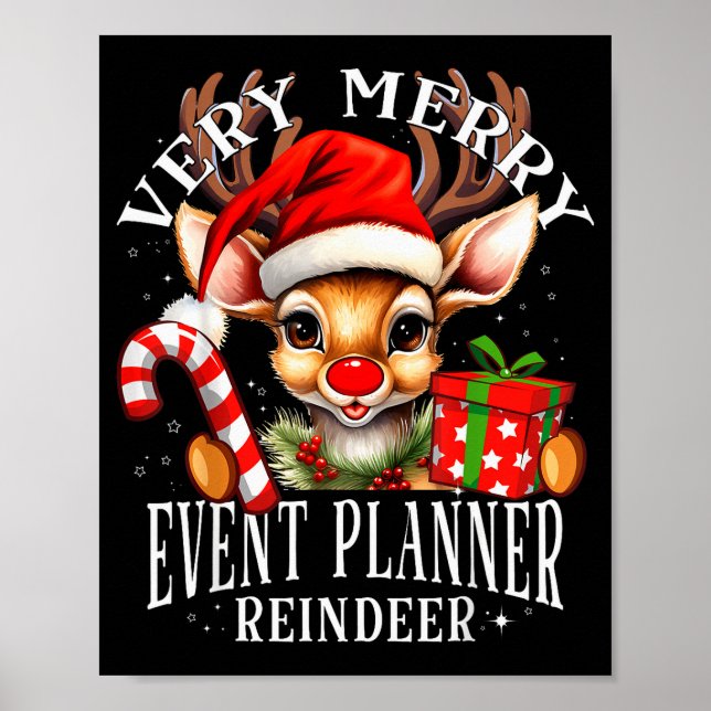 Very Merry Event Planner Reindeer Matching Christm Poster (Front)