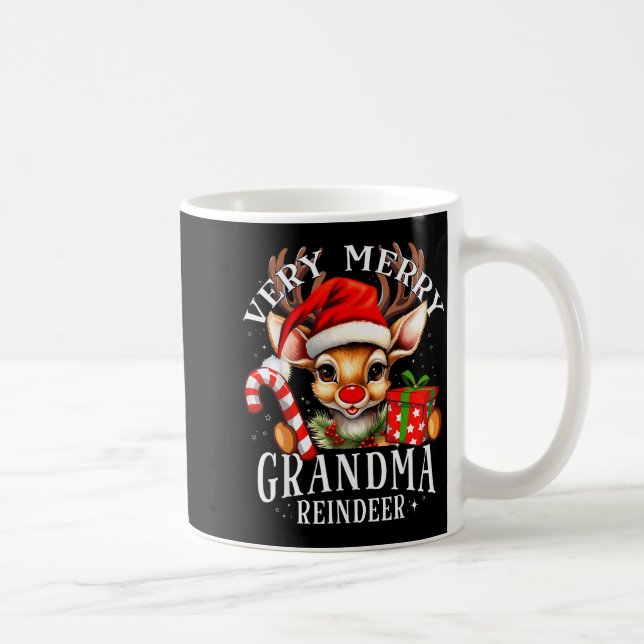 Very Merry Grandma Reindeer Matching Christmas  Coffee Mug (Right)