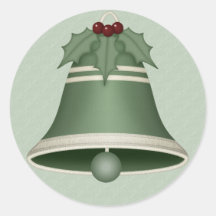 Very Merry Green Christmas Bell Stickers