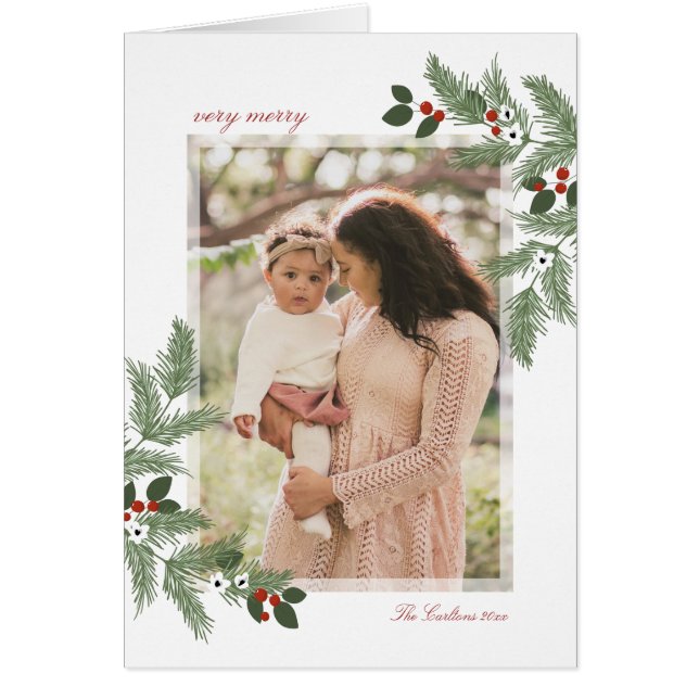 Very Merry Holiday Photo Greeting Card (Front)