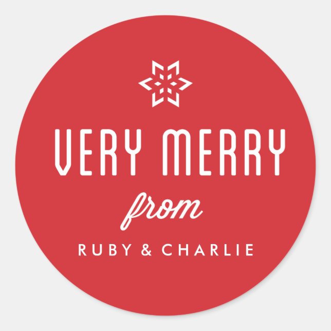 Very Merry Holiday Snowflake Sticker Red Customise (Front)