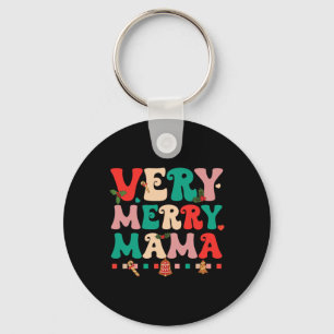Very Merry Mama Christmas Happy Holiday Noel Tree Key Ring