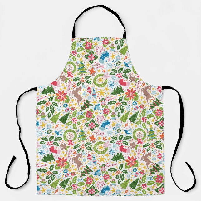 Very Merry Maximalist Christmas Apron - bright (Front)