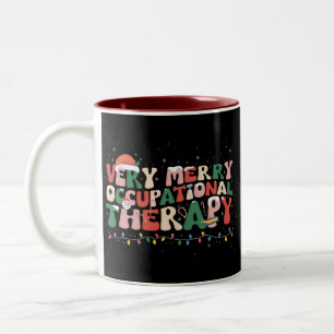 Very Merry Occupational Therapy Christmas OT Xmas Two-Tone Coffee Mug
