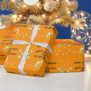 Very Merry on Dark Orange Christmas Wrapping Paper
