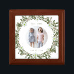 Very Merry Pine and Floral Photo Wreath Christmas Gift Box<br><div class="desc">Pretty Christmas gift box features a rustic pine and white floral painted wreath with centre circle photo and customisable very merry text with your name. Shop this store for coordinating holiday items!</div>