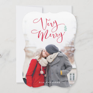 Very Merry Red Script Christmas Photo Cards