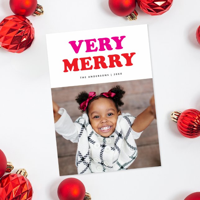 Very Merry Retro Typography  | Holiday Photo Card (Creator Uploaded)