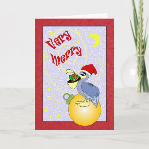 Very Merry Santa Pelican Christmas Holiday Card