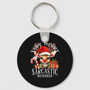 Very Merry Sarcastic Reindeer Matching Christmas Key Ring