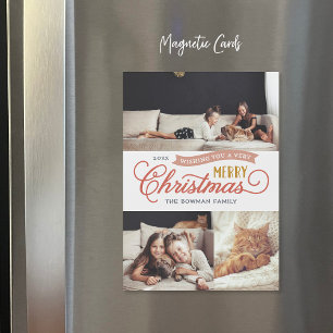 Very Merry Script Magnetic Holiday Photo Card
