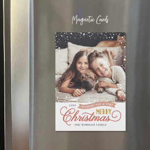 Very Merry Script Magnetic Holiday Photo Card
