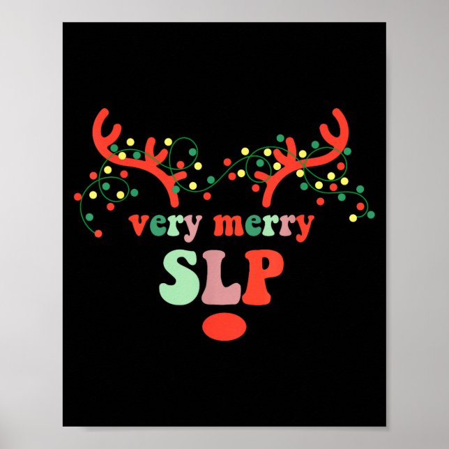 Very Merry Slp Reindeer Christmas Speech Therast X Poster (Front)