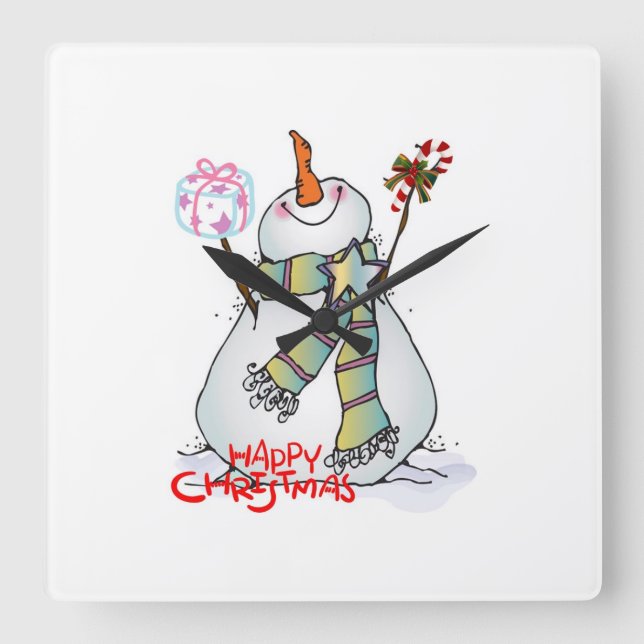 "VERY MERRY SNOWMAN" CHRISTMAS CLOCK (Front)