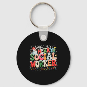 Very Merry Social Worker Christmas Xmas Holiday Se Key Ring