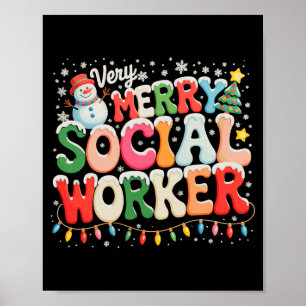 Very Merry Social Worker Christmas Xmas Holiday Se Poster