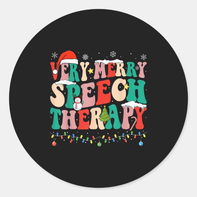 Very Merry Speech Therapy Christmas Speech Therast Classic Round Sticker (Front)