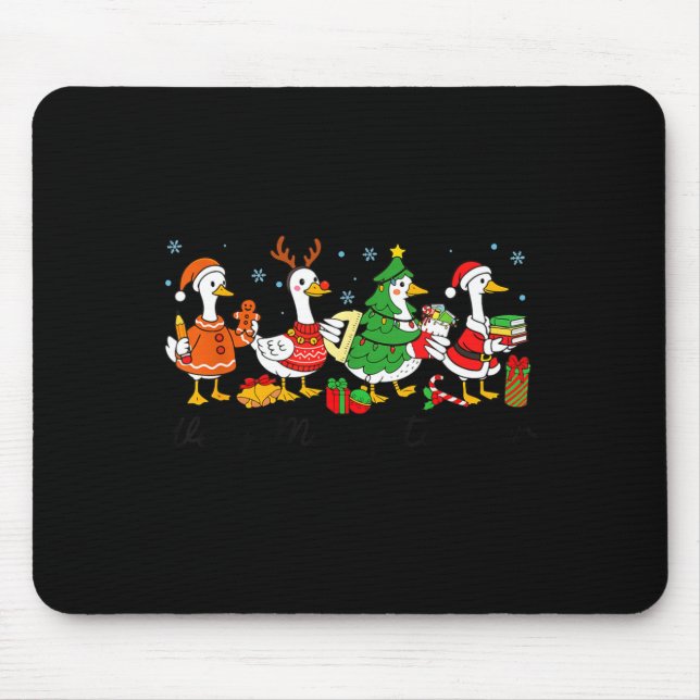 Very Merry Teacher Christmas Funny Goose Silly Hol Mouse Mat (Front)