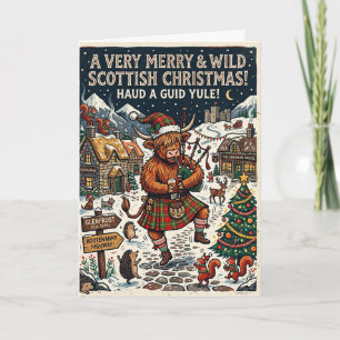 Very Merry Wild Scottish Christmas Card