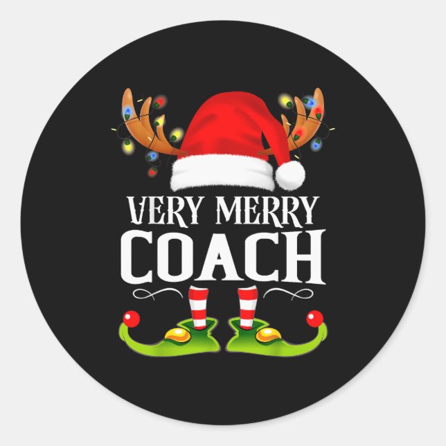Very Merry X-mas Coach Matching Christmas  Classic Round Sticker (Front)