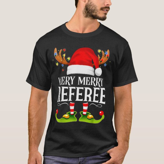 Very Merry X-mas Referee Matching Christmas  T-Shirt (Front)