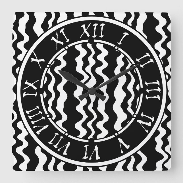 Very minimalist and simple flat and bold eclectic  square wall clock (Front)