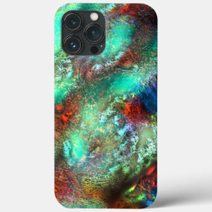 Very mottled abstract texture in green red shades iPhone 13 pro max case