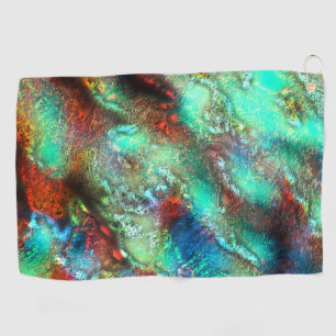 Very mottled abstract texture in green red shades golf towel