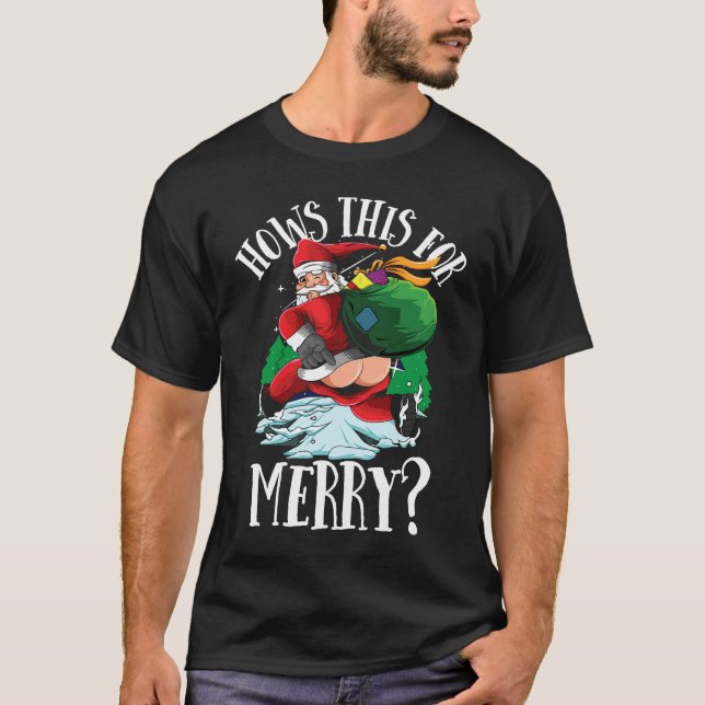 Very naughty Santa List Merry Jolly Christmas T-Shirt (Front)