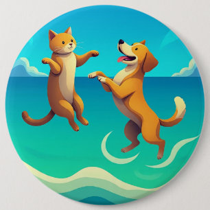 Very nice and beautiful Dog and cat design on 6 Cm Round Badge