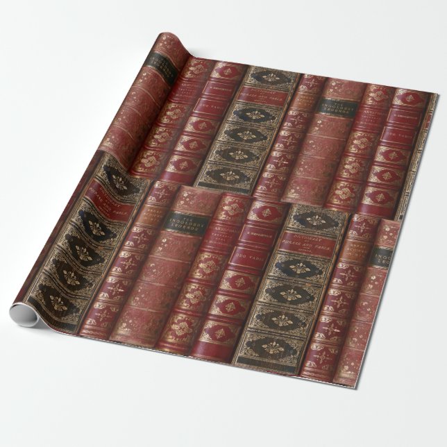 Very Old Book Spines Wrapping Paper (Unrolled)