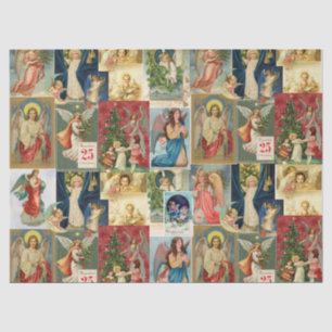 Very Old Christmas Cards Featuring Angels Collage Tissue Paper