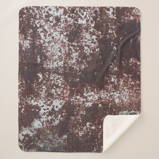 Very old rusted sheet iron. Textured metal surface Sherpa Blanket (Front)