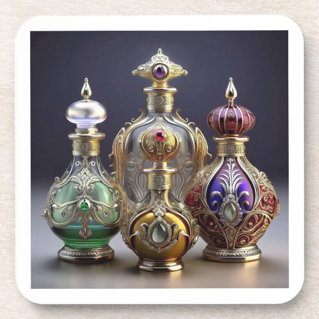 Very Ornate Baroque Style Perfume Bottles Coaster (Front)