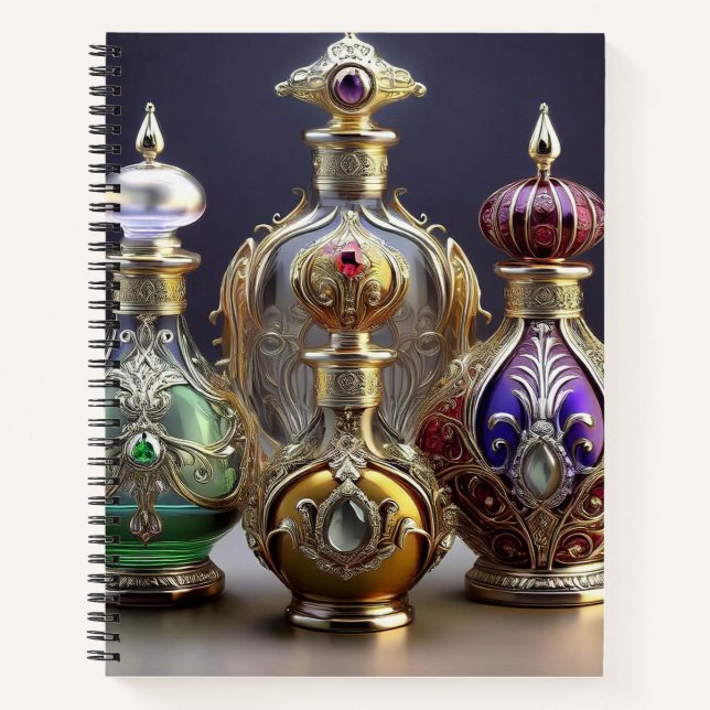 Very Ornate Baroque Style Perfume Bottles Notebook (Front)
