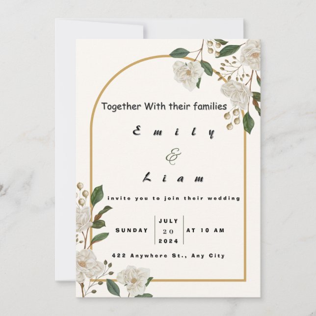 Very Pale Orange and Light Grayish Yellow Minimali Invitation (Front)
