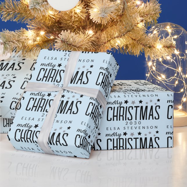 Very Pale Pastel Christmas Stars  Wrapping Paper (Holidays)