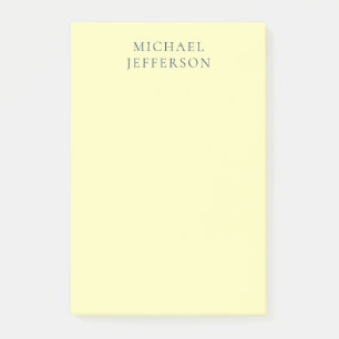 Very Pale Yellow Minimalist Plain Modern Name Post-it Notes