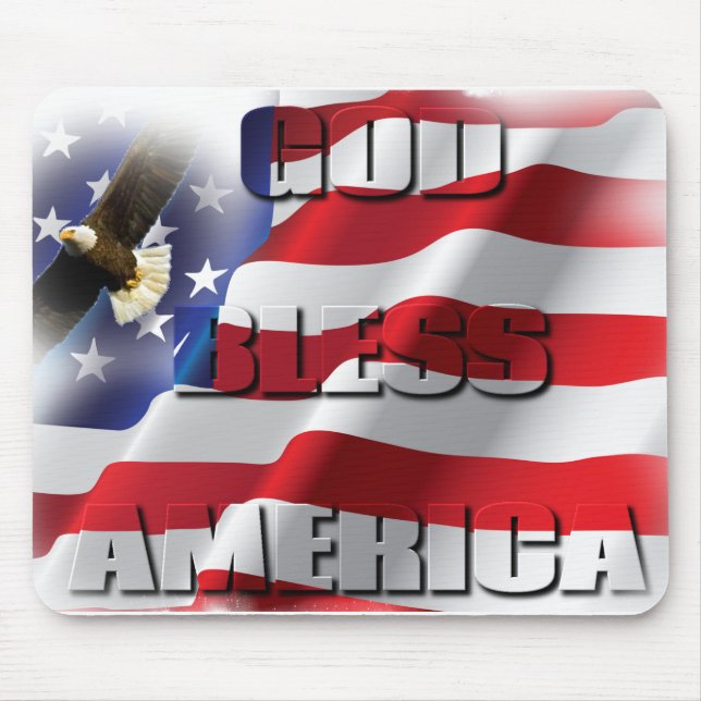 Very Patriotic American Flag God Bless America Mouse Mat (Front)